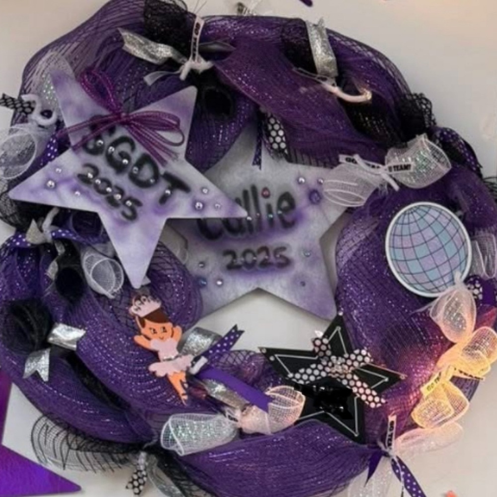 Purple and Black Decorative Wreath